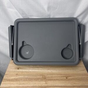 Grey Universal Medical Walker Tray Table With Cup Holders Mobility Accessory